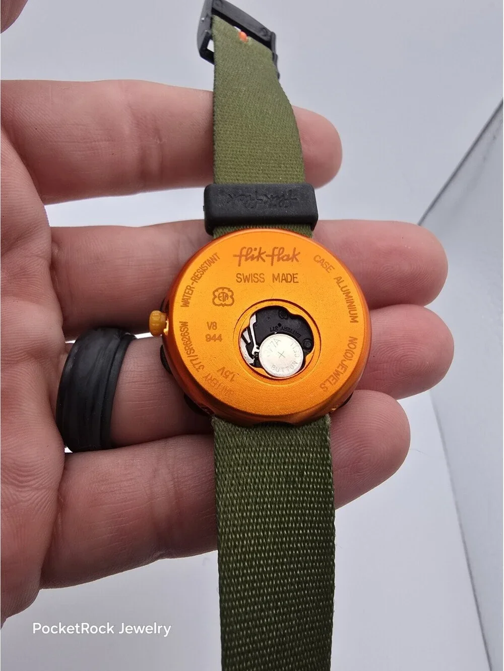 Flik Flak Swiss Made Tiger Print Green Fabric Strap Kids Quartz Watch 2010